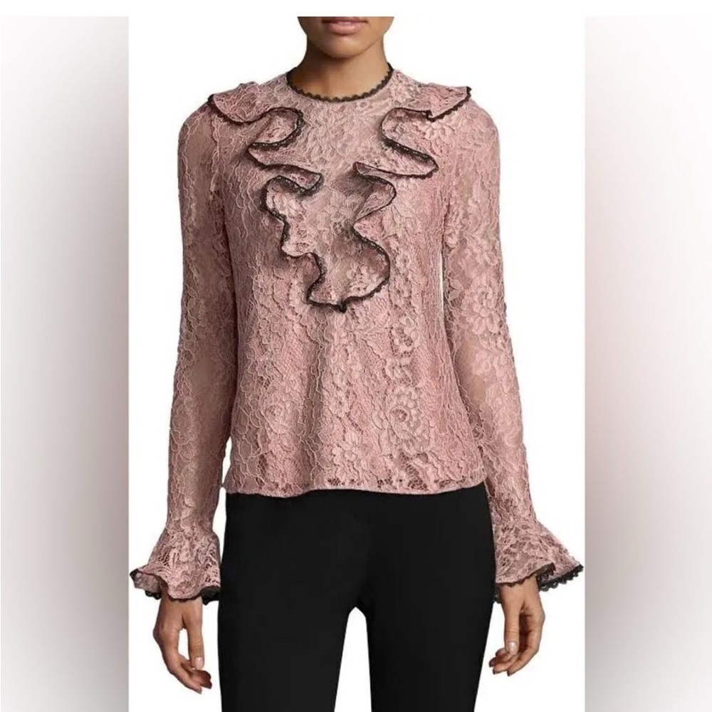 NWT ALEXIS Lace Ruffle Top-Pink Sz M